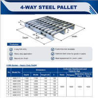 4WA 1200 x 1100 Standard Deck Steel Pallet
